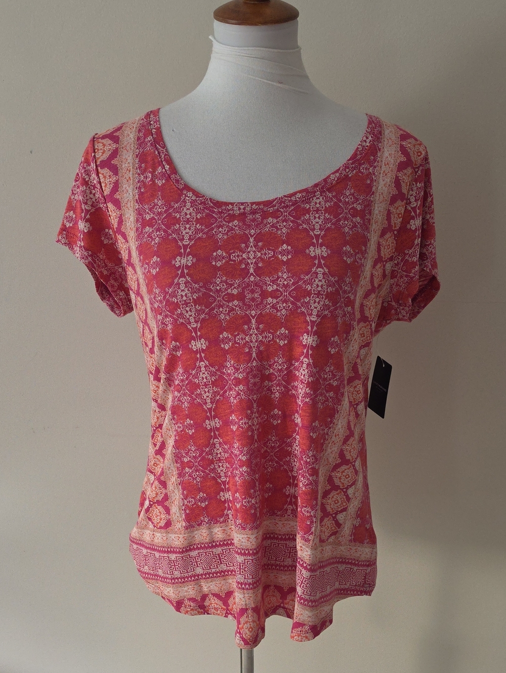 Lucky Brand Floral-Print Scoop Neck Women's Top - Pink Brand New